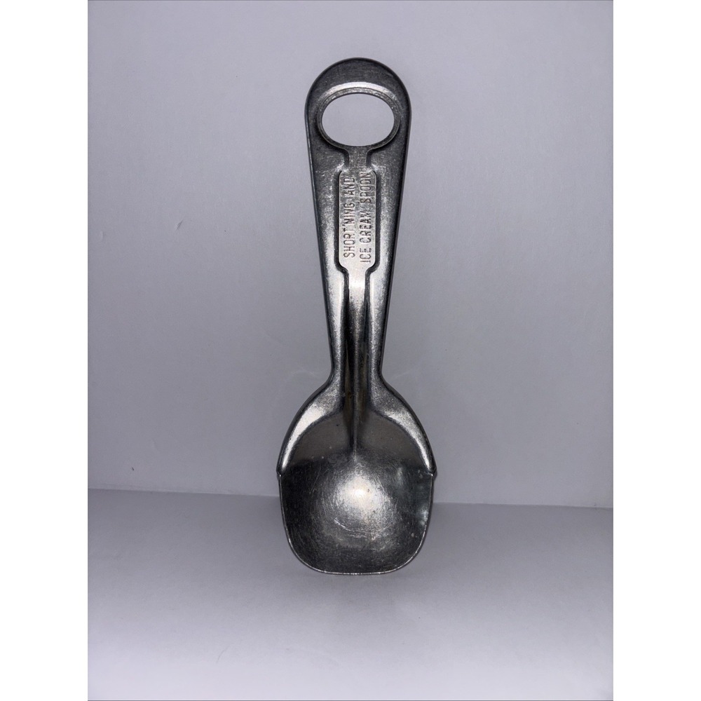 Vintage Aluminum Short'ning Ice Cream Spoon Scoop Farmhouse Kitchen Collectable